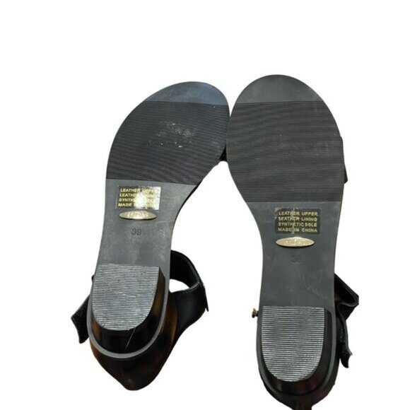 Midas Black‎ Leather Sandals With Silver Metal Ankle Strap Size 39-8 - Picture 11 of 16